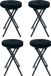 Home & Styling Pouf/tabouret - 4x - Pliable - Bleu - Velours côtelé - D33 x H49 cm