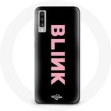 Maniacase Etui voor Samsung Galaxy A50 Blink Fandom Blackpink Pink Logo Zwarte Achtergrond
