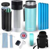 Merkloos glacière électrique 2-8 °C pour médicaments - Sacoche de refroidissement pour insuline de voyage USB approuvée TSA - Refroidisseur de médicaments portable avec 4 blocs réfrigérants biogel (vert-bleu)