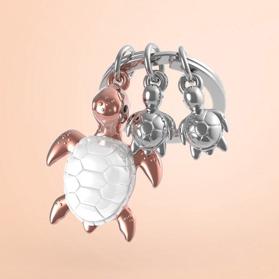 Metalmorphose Sleutelhanger Turtle Family rosé