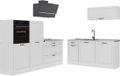 Vicco Complete keukeneenheid R-Line, Wit landelijk/Wit, 220 cm marmer werkblad