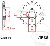 JT Sprockets JTF338.16 16T stalen voortandwiel