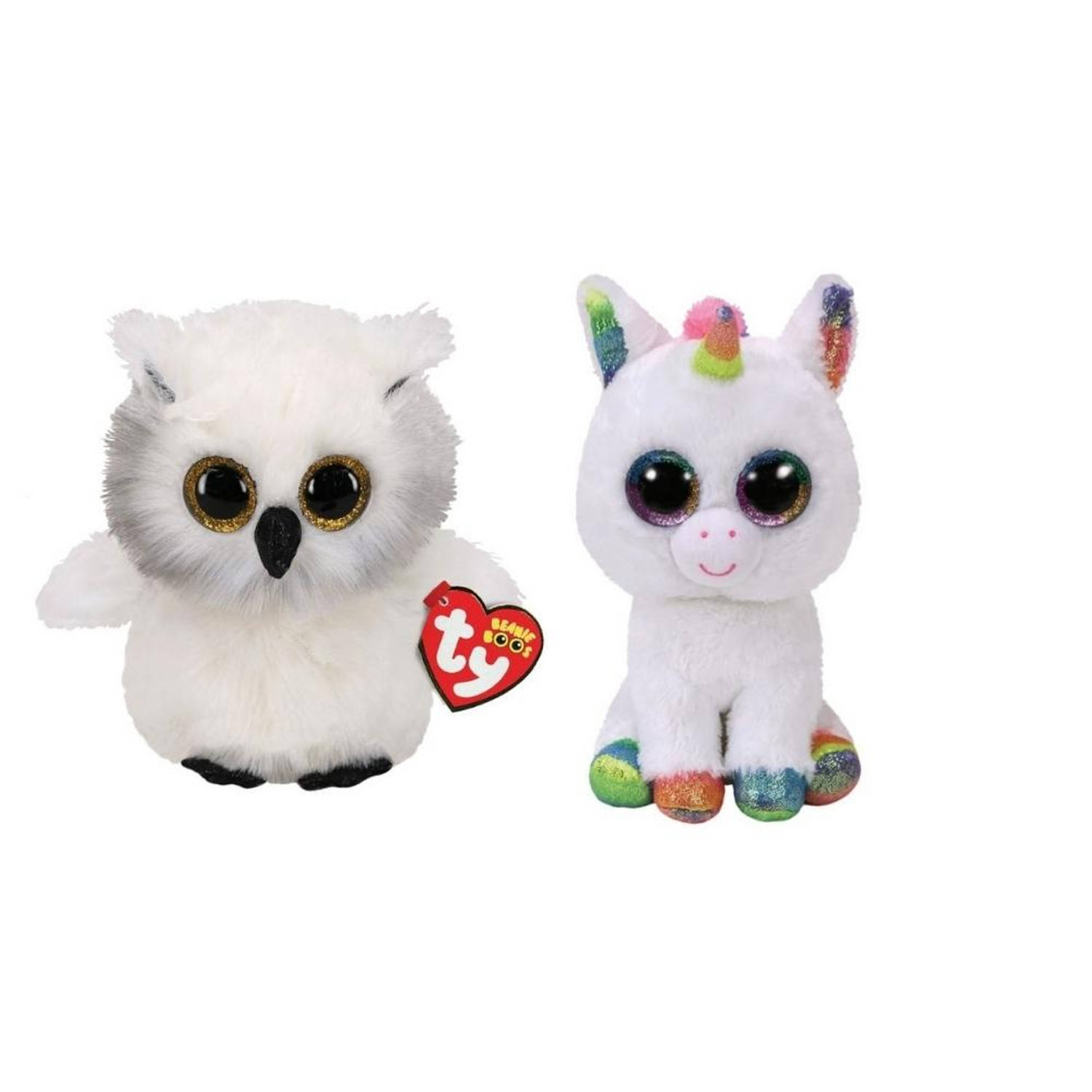 TY - Knuffel - Beanie Boo's - Ausitin Owl & Pixy Unicorn