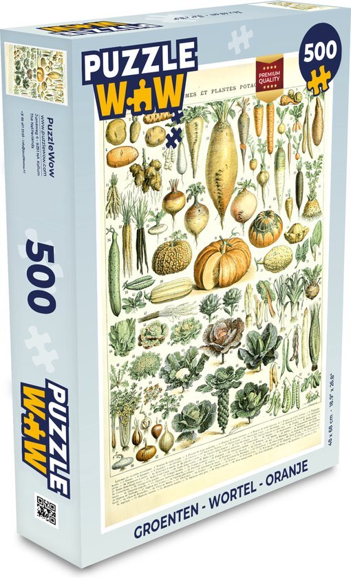 MuchoWow Puzzel Vintage - Groenten - Wortel - Kunst - Adolphe Millot - Oranje - Legpuzzel - Puzzel 500 stukjes - Sinterklaas cadeautjes - Sinterklaas voor grote kinderen