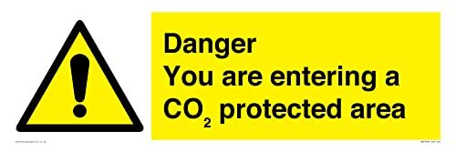 Viking Signs Gevaar dat u een CO2-beschermd gebied teken betreedt - 600x200mm - L62