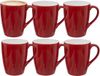 5Five Koffiemokken Colorama - 12x stuks - Keramiek - rood - 380 ml - 9 x 11 cm