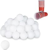 Merkloos / Sans marque Relaxdays Set van 96 Beer Pong ballen, zonder opdruk, kunststof, zonder naad, drinkspel, tafeltennisballen, 38 mm, wit