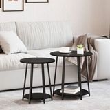 vidaXL Bijzettafelset - Zwart Eiken - Set van 2