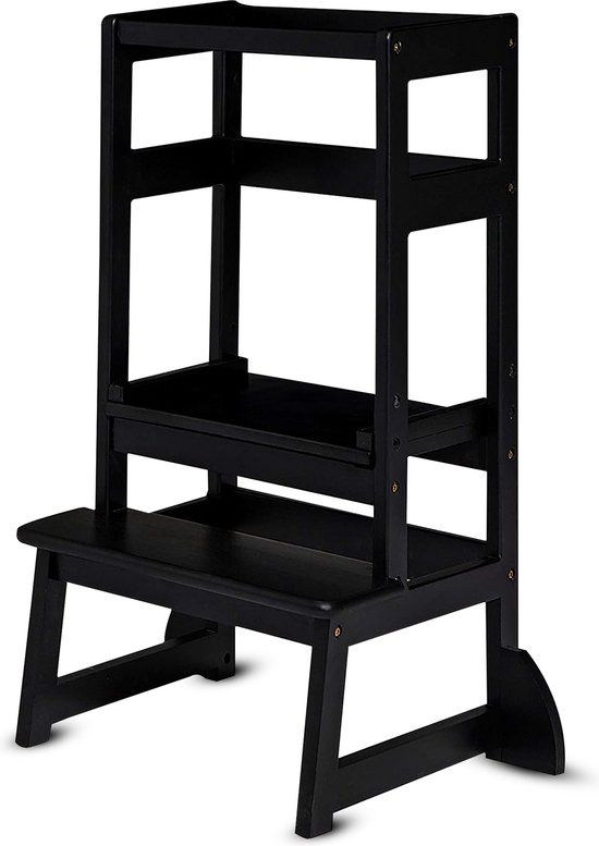 Oemmie Leertoren - Learning Tower - Montessori Leertoren - Leertoren keukenhulp - Leer Toren - Opstapje - Kindertrapje - Zwart