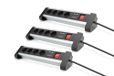 DIGITUS DA-70614-3 - Meervoudige wandcontactdoos met USB-lader - 3 stuks - 2x USB-A poort - 4x wandcontactdoos met randaarde - Met schakelaar - Voor bureau- en wandmontage