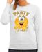 Bellatio Decorations Verkleed sweater dames - party time emoji - grijs - themafeesten/carnaval XXL