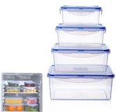 Ibenzoa® Set de 4 Boîtes de Rangement Réutilisables en Plastique avec Couvercle Hermétique pour Cuisine et Pique-nique