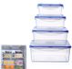 Ibenzoa® Set de 4 Boîtes de Rangement Réutilisables en Plastique avec Couvercle Hermétique pour Cuisine et Pique-nique