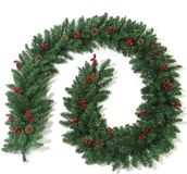 Merkloos / Sans marque Wan GmbH Kerst Slinger - Decoratieve Slang - Feestelijke Sfeer - Met LED Lichtjes - 270 cm - Groen