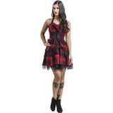 H&R London Red Tartan Gothic Dress Dames Mini-jurk - zwart/rood - 3XL