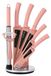 Cheffinger set de 8 couteaux : couteau de chef, bloc à couteaux (pivotant), couteaux roses en acier inoxydable
