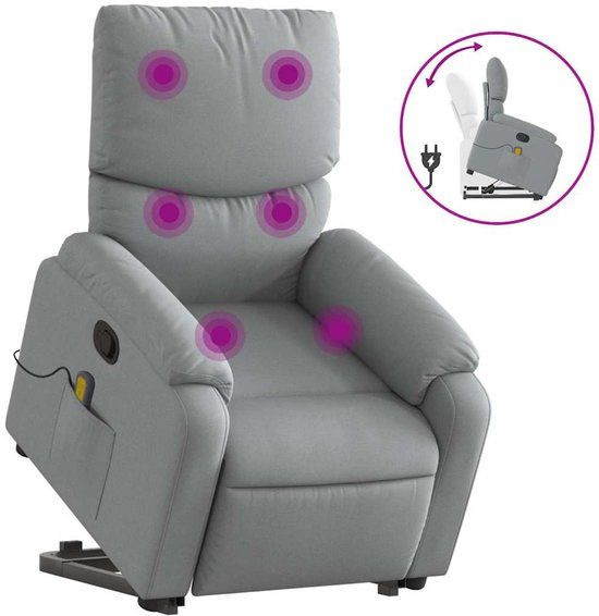 vidaXL Sta-op-massagestoel verstelbaar stof lichtgrijs