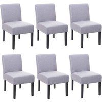 HWC-F61 Set van 6 eetkamerstoelen, loungestoel, stof/textiel, grijs