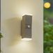 Lindby Applique d'extérieur LED Sally, 22 cm, grise, IP54, avec capteur