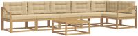 vidaXL Hoek loungeset 6 zitplaatsen Polyester Wit en Beige