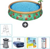 Bestway Fast Set Zwembad - Rond - 457cm - Paradijsprint - Compleet Pakket