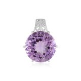 Cavill - Zilveren Hanger - 925 Sterling Zilver Geplatineerd - Lavendel Amethist Rond 11.7 ct - 16 mm - Elegante Braziliaanse Edelsteen met Certificaat
