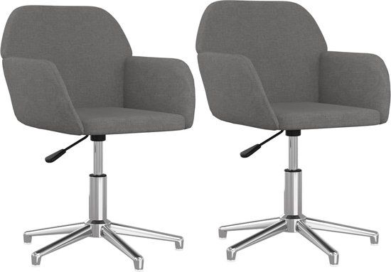vidaXL Eetkamerstoelen draaibaar 2 stuks stof lichtgrijs
