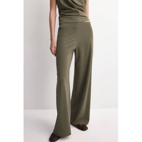Mango Straight High Waist Casual Broek Kaki