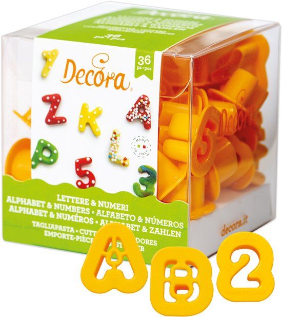 0255084 Decora Koekjes Uitsteker Set Alfabet & Cijfers - 36 stuks