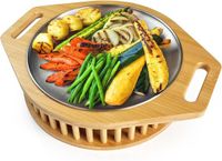 Merkloos Allecto Plus - Warmhoudplaat voor BBQ, grillen en grillparty met roestvrijstalen steun