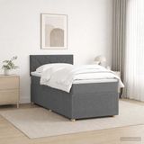 vidaXL Boxspringbed met matras, donkergrijs, 90 x 190 cm, stof