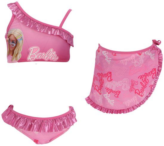 4KidsOnly Barbie Bikini Bikini met Sarong - Maat 116/122 - Roze