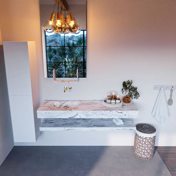 MONDIAZ ALAN-DLUX Badmeubelset 150cm Glace met wasbak links