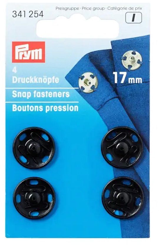 Prym Aannaaidrukknopen 17 mm zwart 4 st.