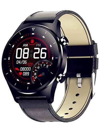 通用 Smartwatch voor heren, 1,28 inch HD kleurendisplay, fitnesshorloge met hartslagfrequentie, bloeddruk, slaapmonitor, 24 trainingsmodi, IP68 waterdicht, stappenteller, zakelijk en vrije tijd, polshorloge voor mannen, voor Android en iOS