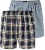 Schiesser 2-Pack Geweven Boxershorts voor Heren - Blauw/Zwart - Geruit - Maat XL