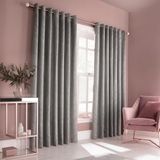 Furn Himalaya ringtop ooggordijnen (paar) -klaar gemaakt-Polyester-zilver-229cm x 229cm