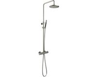 Hotbath Cobber X - Stortdoucheset - 200 mm Hoofddouche - 360 mm Hartafstand - Glijstang - Staafmodel Handdouche - Geborsteld Nikkel - Opbouw - 1/2 Inch Aansluiting