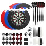 Jeu de fléchettes Jeu de fléchettes Anneau de protection Fléchettes - Sisal - Anneau et 2 jeux de fléchettes à pointe en acier - Noir, rouge ou bleu - Set d'accessoires de 90 pièces