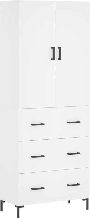 vidaXL Hoge kast 69,5x34x180 cm bewerkt hout wit
