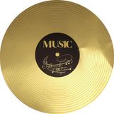 Santex Placemats - 6x - Goudkleurig - Rond - Vinyl look - Muziek thema