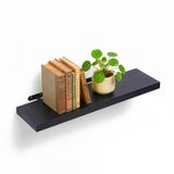 Relaxdays Wandplank zwevend - 4 x 80 x 23 cm - zwart