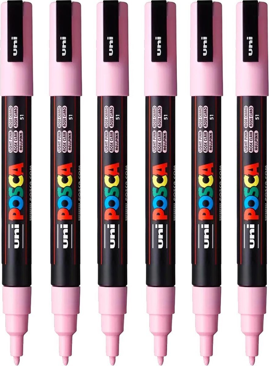 Posca Stiften PC-3M Fine Tip - verfstiften - Lichtroze - 6 stuks