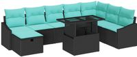 vidaXL Tuinbank - Set - 9 - st - poly - rattan