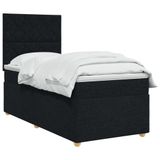 vidaXL Lit boxspring avec matelas Noir 90 x 190 cm Tissu