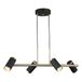 Opviq Elegante metalen kroonluchter, zwart en antiek gelakt, verstelbare hoogte 50-102 cm, 4 x GU10-lampen inbegrepen, stijlvolle verlichting voor moderne ruimtes, IP20 rated