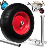 MASKO® PU Kruiwagenwiel Massief Rubber 4.80/4.00-8 Ø 390mm inclusief As