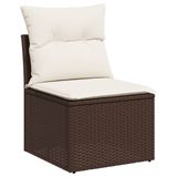 VidaXL 7-delige Loungeset met kussens, poly rattan, bruin