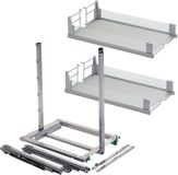 Sotech DISPENSA junior III apothekerslade zilvergrijs voor corpusbreedte 300 mm met ARENA glazen frame planken
