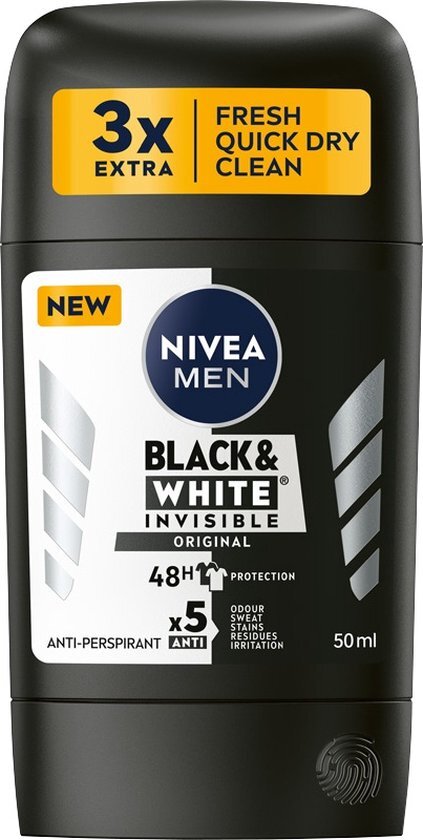 Nivea Mannen Black&White Invisible Original anti-transpirant stick 50ml